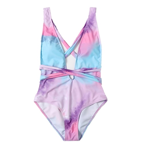 

Women's One Piece Swimsuit Breathable Quick Dry Lightweight Sleeveless Bodysuit Bathing Suit Back Cross Swimming Surfing Beach Water Sports Tie Dye Summer / Stretchy