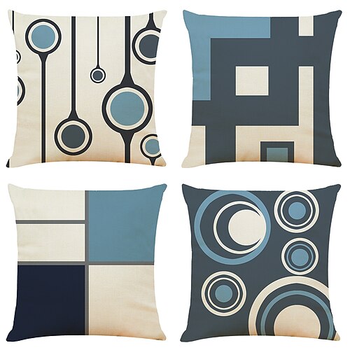 

Geometric Double Side Cushion Cover 4PC Soft Decorative Square Throw Pillow Cover Cushion Case Pillowcase for Bedroom Livingroom Superior Quality Machine Washable Indoor Cushion for Sofa Couch Bed Chair