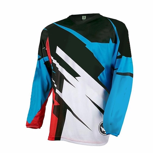 

21Grams Men's Downhill Jersey Long Sleeve Mountain Bike MTB Road Bike Cycling White Green Blue Bike Breathable Quick Dry Moisture Wicking Polyester Spandex Sports Geometric Clothing Apparel