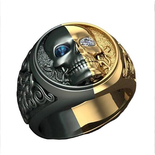 

Men Ring Party Geometrical Gold / Blue Alloy Skull Fashion 1pc Cubic Zirconia / Men's / Men's