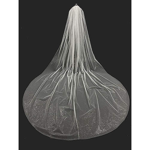 

One-tier Classic / Sparkle & Shine Wedding Veil Cathedral Veils with Paillette 118.11 in (300cm) Lace