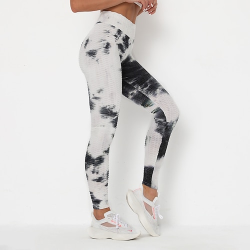 

Dame Leggins Sort / Hvid Lyserød Gul Høj Talje Sport Yoga Træningscenter Yoga & Danse Sko Elastisk Fuld længde Balleløft Batikfarvet S M L XL