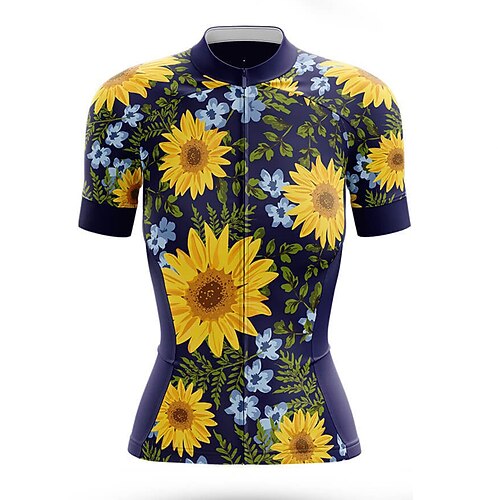 

21Grams Women's Cycling Jersey Short Sleeve Bike Top with 3 Rear Pockets Mountain Bike MTB Road Bike Cycling Breathable Quick Dry Moisture Wicking Reflective Strips Yellow Polyester Spandex Sports