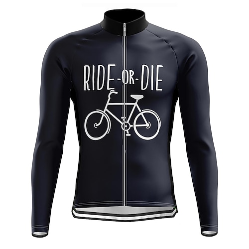

21Grams Men's Cycling Jersey Long Sleeve Bike Top with 3 Rear Pockets Mountain Bike MTB Road Bike Cycling Breathable Quick Dry Moisture Wicking Reflective Strips Dark Navy Graphic Polyester Spandex