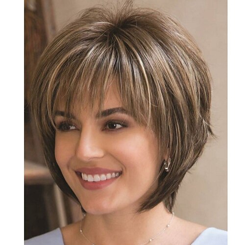 

Brown Wigs for Women Mix Brown Blonde Wig Synthetic Wigs Natural Wave Wigs Short Wigs