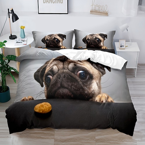 

Dog Duvet Cover Set Quilt Bedding Sets Comforter Cover for Kids Adult, Queen/King Size/Twin/Single(1 Duvet Cover, 1 Or 2 Pillowcases Shams),3D Digtal Print