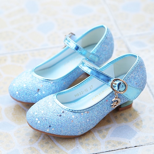 

Girls' Heels Glitters Princess Shoes Rubber PU Glitter Crystal Sequined Jeweled Big Kids(7years ) Little Kids(4-7ys) Toddler(9m-4ys) Daily Party & Evening Walking Shoes Rhinestone Buckle Sequin Blue