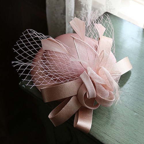 

fascinators Blonde Bøttehatt Hesteløp Damenes dag Melbourne Cup Blomst Blonde Med Fjær Blomster Hodeplagg Hodeplagg