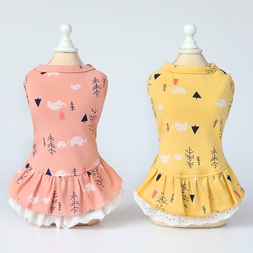 

Dog Cute Floral Dress Pet Party Costumes Doggie Mesh Flower Bow Princess Apparel Tutu Lace Dresses (Yellow, L)