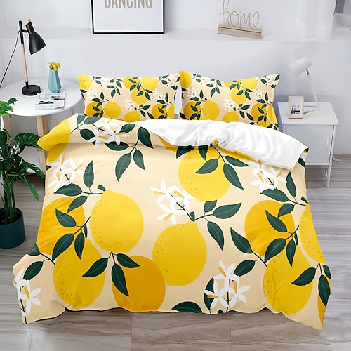 

Lemon Duvet Cover Set Quilt Bedding Sets Comforter Cover,Queen/King Size/Twin/Single(Include 1 Duvet Cover, 1 Or 2 Pillowcases Shams) 3D Digtal Print