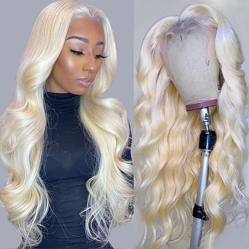 

Remy Human Hair 13x4x1 T Part Lace Front Wig Middle Part Brazilian Hair Body Wave Blonde Wig 180% Density Women Youth For Women's Human Hair Lace Wig ishow hair / Daily Wear