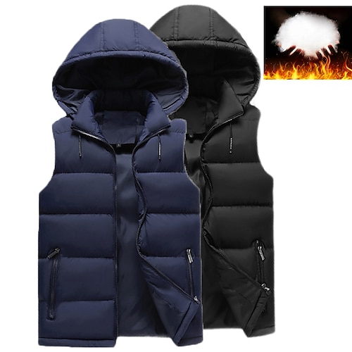 

Men's Hiking Vest Quilted Puffer Vest Down Vest Winter Outdoor Thermal Warm Packable Breathable Lightweight Winter Jacket Trench Coat Top Skiing Hunting Fishing Black Blue Army Green Grey