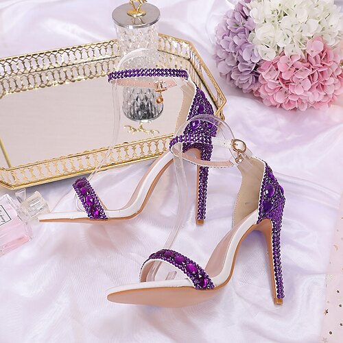 

Women's Wedding Shoes Wedding Party Dress Shoes Glitter Crystal Sequined Jeweled Mary Jane Wedding Sandals Bridal Shoes Summer Crystal Sparkling Glitter Buckle Pumps Ankle Strap Heel Open Toe