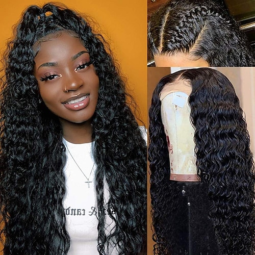 

Deep Wave Human Hair Lace Front Wigs with Baby Hair Glueless Lace Frontal Wigs Human Hair Pre Plucked Remy Hair Wigs for Black Women Deep Wave Lace Front Wigs Human Hair Short Wig