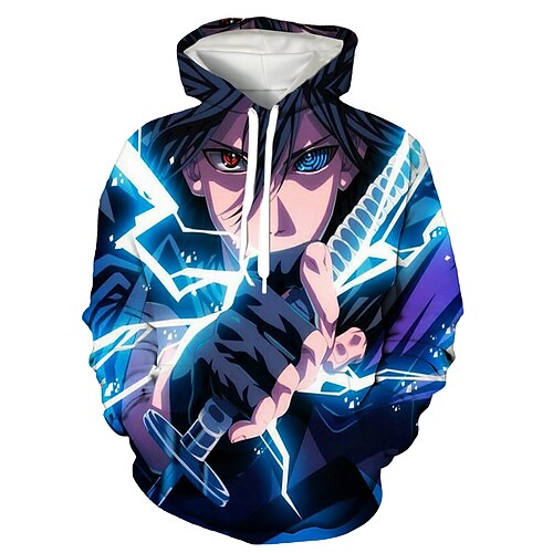 

Naruto Uchiha Sasuke Sweat à capuche Anime Dessin Animé Animé 3D Harajuku Art graphique Pardessus Pour Homme Femme Unisexe Adulte Impression 3D 100 % Polyester