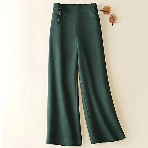 

Women's Plus Size Wide Leg Chinos Solid Color Streetwear Casual Casual Daily Natural Full Length Spring Fall White Black Blue L XL XXL 3XL / Cotton