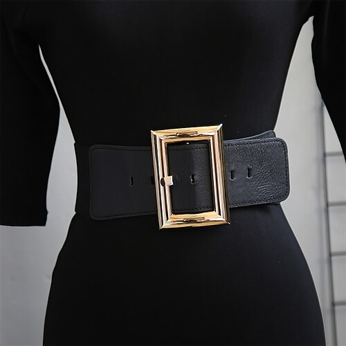 

Women's Belt PU Black Gold Wide Belt Dailywear Business Daily Date Pure Color / Spring / Summer / Fall / Winter