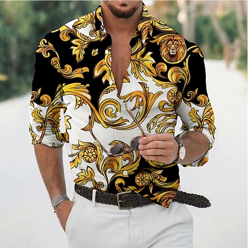 

Homens Camisa Social Camisa Gráfica Floral Aberto para a Lateral Preto Azul Verde Impressão 3D Diário Feriado Manga Longa Impressão 3D Botão para baixo Roupa Moda Designer Casual Respirável