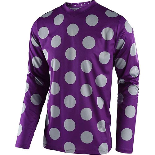 

21Grams Men's Downhill Jersey Long Sleeve Mountain Bike MTB Road Bike Cycling Green Purple Rose Red Polka Dot Bike Breathable Quick Dry Moisture Wicking Polyester Spandex Sports Polka Dot Clothing