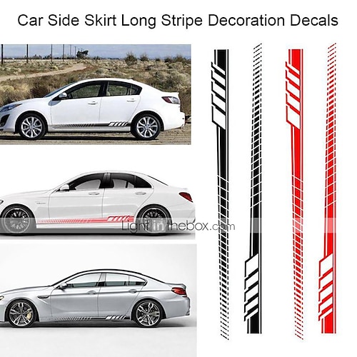 3 pcs car door side skirt long stripe auto hood decoration sticker