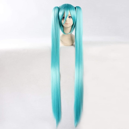 

parrucca diritta extra lunga celeste per le parrucche cosplay del partito