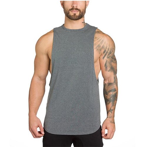 

Men's Running Tank Top Sleeveless Tee Tshirt Athletic Cotton Breathable Soft Sweat Out Gym Workout Running Active Training Sportswear Activewear Solid Colored Green Black Pink
