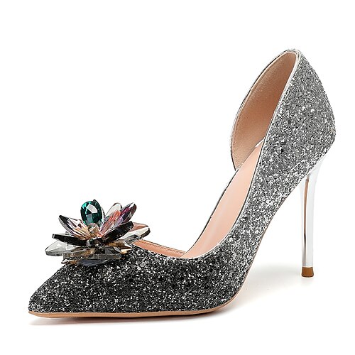 

Femme Chaussures à Talons Chaussures formelles Chaussures habillées Paillettes de cristal scintillantes ornées de bijoux Soirée Talons de mariage Eté Cristal Paillette Brillante Paillette Talon