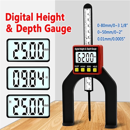 

Digital Depth Gauge LCD Height Gauges Calipers With Magnetic Feet For Router Tables Digital Display Woodworking Measuring Tools