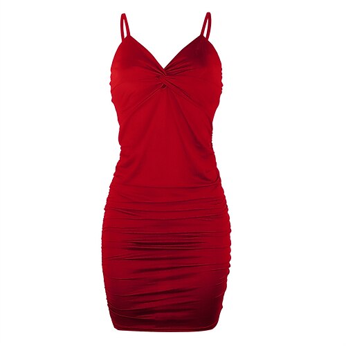 

Per donna Abito da festa Aderente Vestito tubino Mini abito Nero Vino Blu Senza maniche Colore puro Increspato Primavera Estate A V Moda Fine settimana 2023 S M L XL XXL 3XL 4XL 5XL