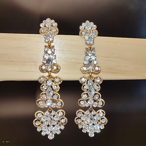 

Women's Dangle Earrings Pear Cut Tower Luxury Dangling Elegant Fashion Sweet Earrings Jewelry Golden / Silver For Party Wedding Anniversary Engagement Festival 1 Pair