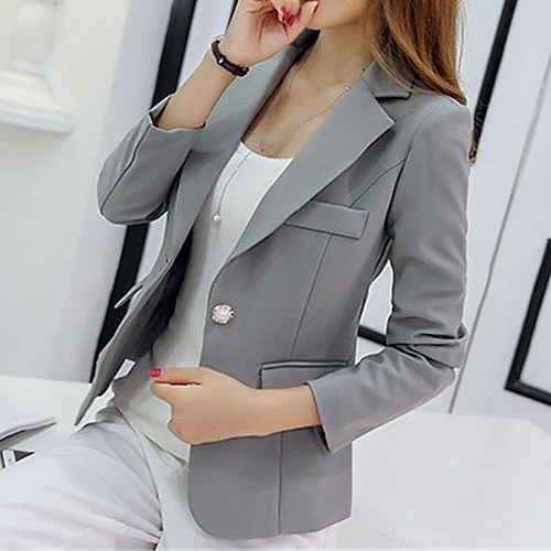 

blazer Femme Plein Air du quotidien Sortie Travail Casual Vêtement de rue Poche Normal Manteau Noir Gris Vin Printemps Eté Droit 1 bouton Col rabattu Standard S M L XL 2XL