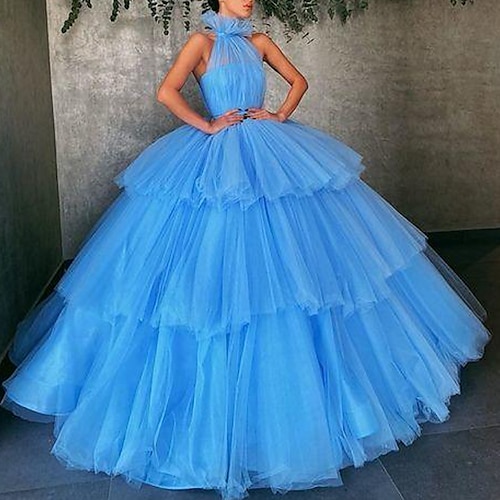 

Ball Gown Prom Dresses Luxurious Dress Prom Floor Length Short Sleeve Strapless Tulle with Pleats Tier 2022 / Formal Evening