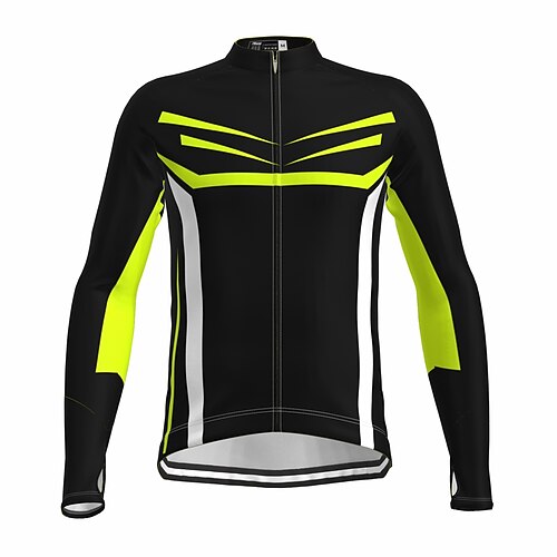 

21Grams Men's Cycling Jersey Long Sleeve Bike Top with 3 Rear Pockets Mountain Bike MTB Road Bike Cycling Breathable Quick Dry Moisture Wicking Reflective Strips Black Polyester Spandex Sports