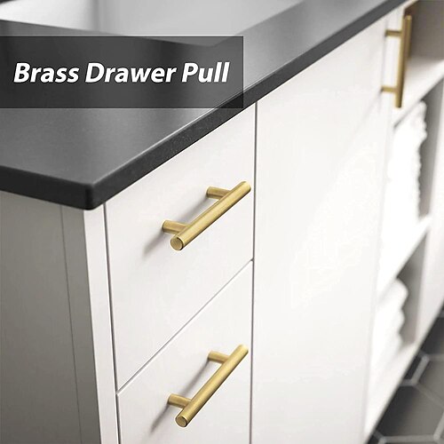 

Cabinet Handle 10 Piece Set Gold Drawer Handle Stainless Steel Hollow Tube T-Bar Handle Modern Farmhouse Kitchen Hardware Cabinet Dresser Handle