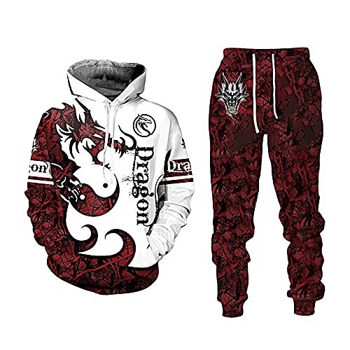 

Felpa con cappuccio pantaloni stampati in 3D tuta unisex di grandi dimensioni modello orso drago set di abbigliamento sportivo pullover oversize