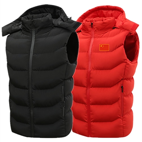 

Men's Hiking Hooded Vest Padded Jacket Vest Quilted Puffer Jacket Fishing Vest Winter Jacket Coat Lightweight Work Vest Casual Waistcoat Top Outdoor Thermal Warm Packable Breathable Hunting