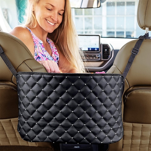

Purse Holder for Cars Car Purse Handbag Diamond-bordered Holder Between Seats Auto Storage Accessories for Women Interior - Automotive Consoles & Organizers Net Pocket for Front Seat 1PCS