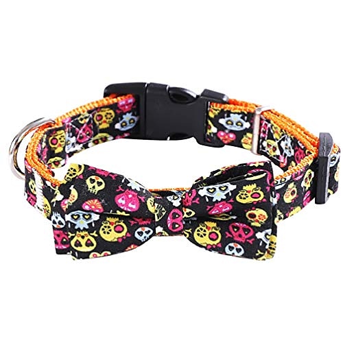 

halloween kæledyrshalsbånd spøgelsesspænde krave justerbar bowtie krave hagesmække til halloween hunde kat kæledyr dress up tilbehør (kranie l)