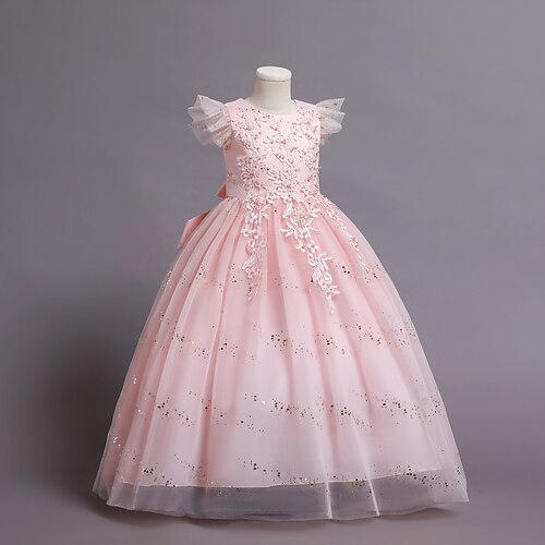 

Kids Little Girls' Dress Solid Colored Tulle Dress Party Pegeant Print Wine Maxi Sleeveless Princess Cute Dresses Fall Winter Slim 4-13 Years