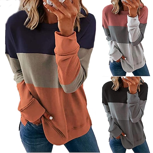 

Women Sweatshirts Tie Dye Print Striped Color Block Long Sleeve Comfy Loose Soft Casual T Shirts Pullover