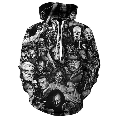 

Wishine Unisex Hoodies 3d Digital Print Horror Movie Clown Sweatshirt Pullover Top Black xl Skull Tops