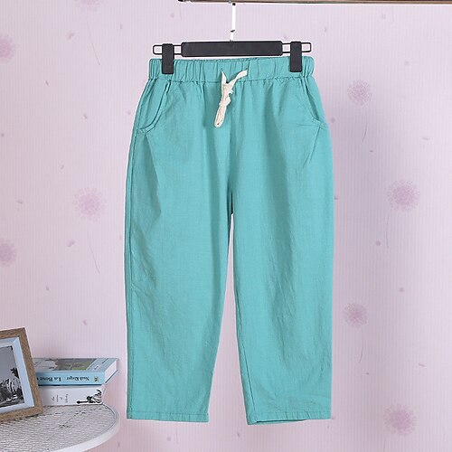 

Women's Plus Size Pants Trousers Capri shorts Pocket Solid Color Casual Classic Work Daily Natural Calf-Length Fall Spring Green Black Light Green XL XXL 3XL