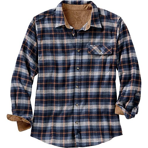 

Men's Flannel Shirt Shirt Jacket Fleece Shirt Solid Color Plaid / Check Turndown Green Blue Street Daily Long Sleeve Button-Down Clothing Apparel Fashion Casual Comfortable Fall Winter