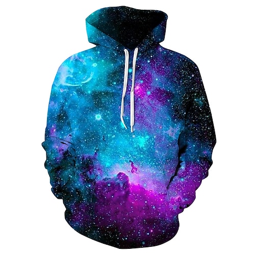 

men's unisex hoodies sweatshirt pullovers casual 3d print graphic purple blue galaxy starry sky long sleeve