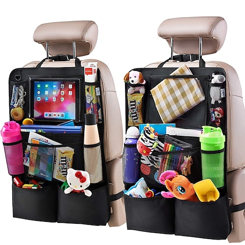 

Backseat Car Organizer Kick Mats Back Seat Protector with Touch Screen Tablet Holder Car Back Seat Organizer for Kids Car Travel Accessories Kick Mat with 9 Storage Pockets 1PCS