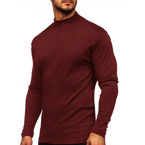 Men's Clothing,High Neck Collar T Shirts Long Sleeve