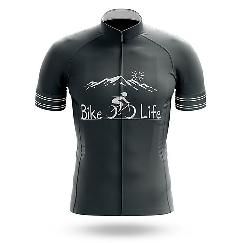 

21Grams Men's Cycling Jersey Short Sleeve Bike Top with 3 Rear Pockets Mountain Bike MTB Road Bike Cycling Breathable Quick Dry Moisture Wicking Reflective Strips Black Graphic Polyester Spandex
