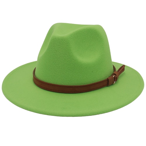 

Hats Wool Felt Bucket Hat St.Patrick's Day Simple Classic Style With Lace-up Headpiece Headwear