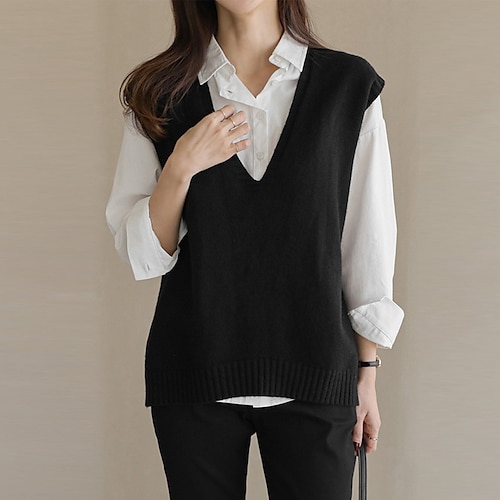 

Women's Sweater Vest Jumper Knit Knitted Thin Pure Color V Neck Basic Stylish Outdoor Daily Spring Summer Khaki Beige S M L / Sleeveless / Sleeveless / Holiday / Casual / Regular Fit