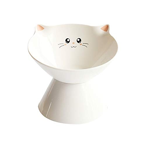 

Fashion Ceramic Bowls Dogs Cats Bowl Slanted Canister Elevated Food Water Bowl Pet Feeder Neck Guard Raised Small Medium Pet Feeder (Color : White 2)